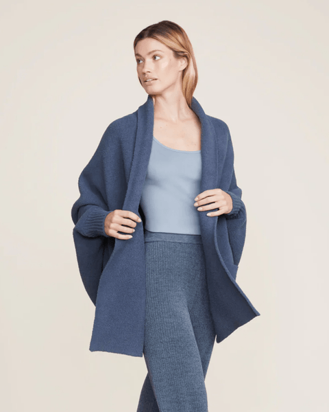 Barefoot Dreams Cozychic Ultra Light Slouchy Pullover in Pacific Blue-  Bliss Boutiques