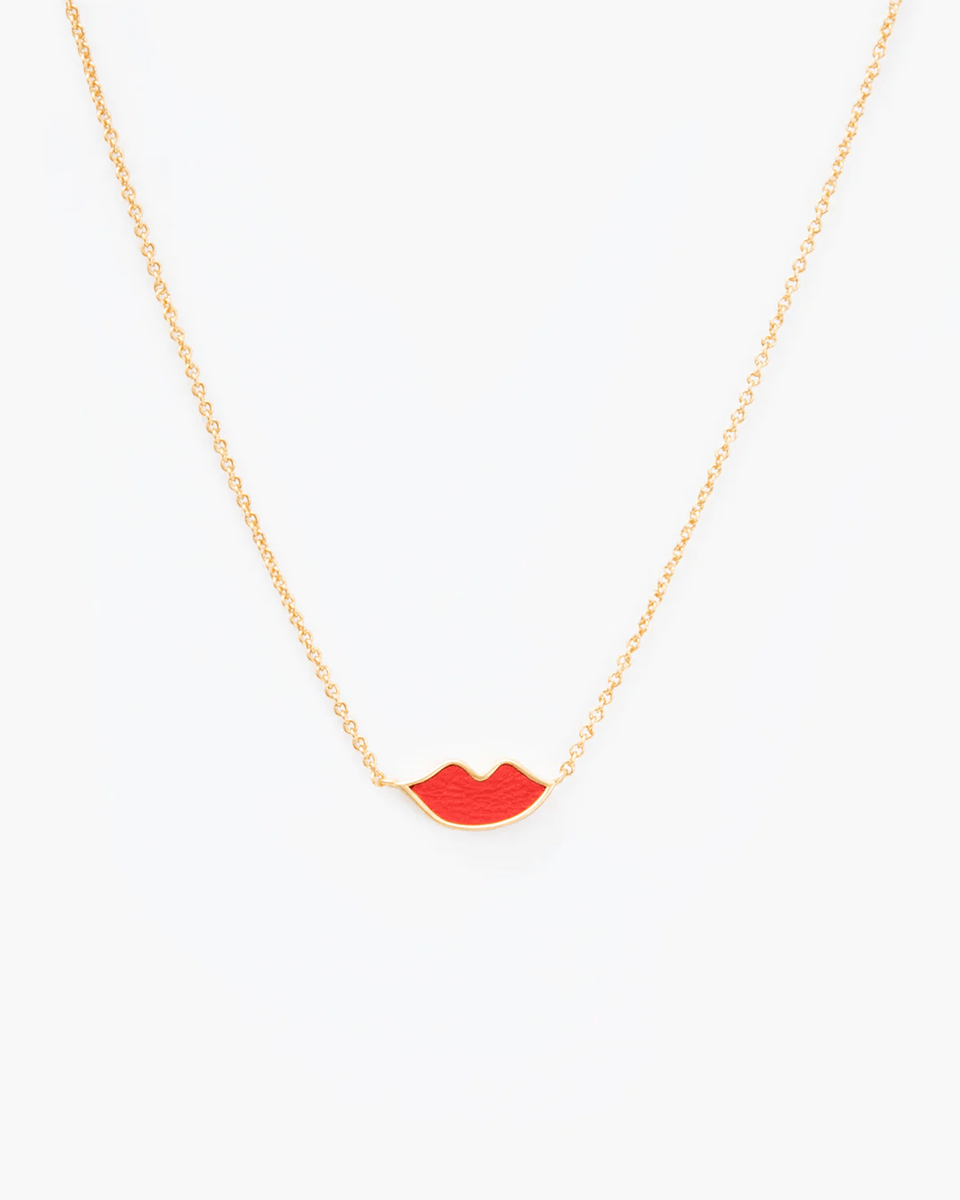 Lips Necklace in Vintage Gold/Poppy