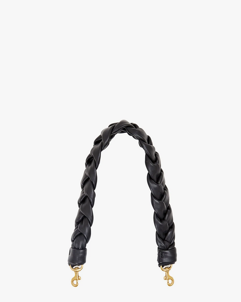 Clare V. Braided Leather Shoulder Strap in Black Italian Nappa- Bliss  Boutiques
