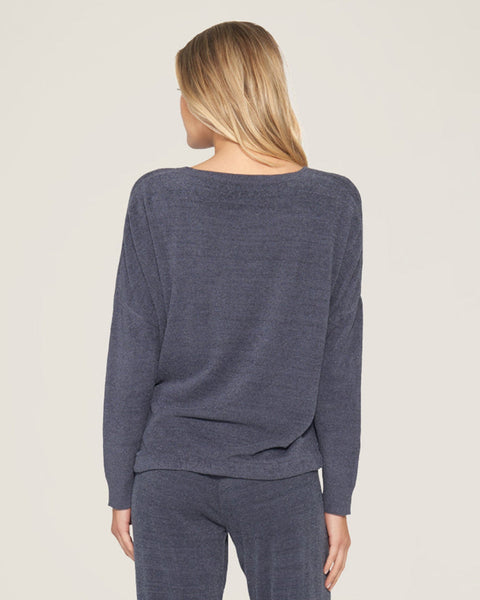 Cozychic Ultra Light Slouchy Pullover in Pacific Blue