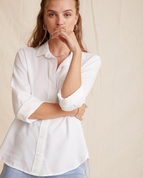 Bella Dahl Shirt Tail Button Down in White Bliss Boutiques