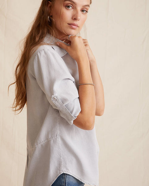 Bella Dahl Split Back Button Down in Foggy Sky Bliss Boutiques