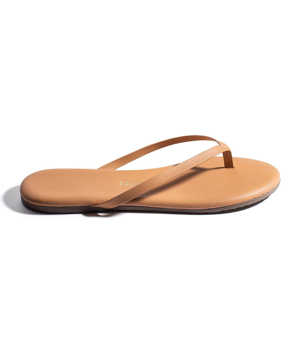 Nude leather best sale flip flops