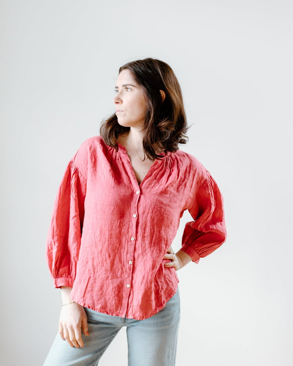 Matea L/S Button Up Blouse in Punch