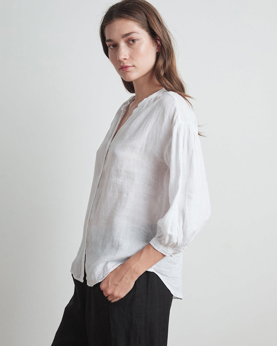 Matea L/S Button Up Blouse in White