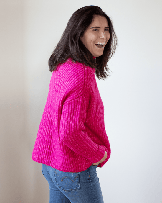 525 Clothing Margot High Neck Sweater in Fuchsia Purple