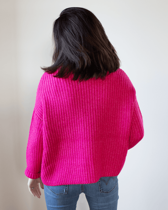 525 Clothing Margot High Neck Sweater in Fuchsia Purple