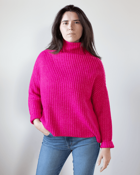 525 Clothing Margot High Neck Sweater in Fuchsia Purple