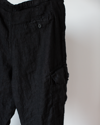 Cropped Cargo Pant in Black HW Linen Twill