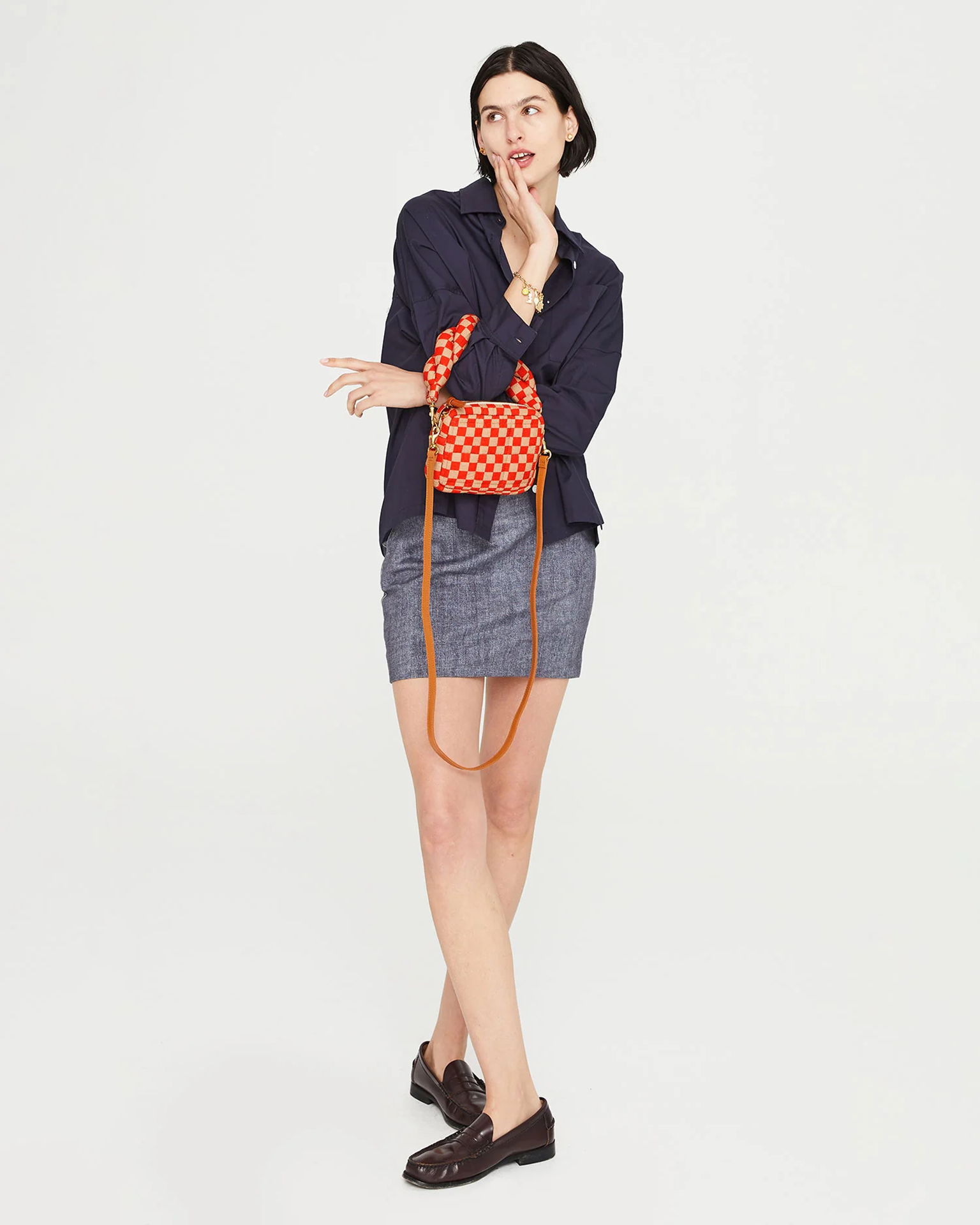 Clare V. Lucie Bag - Poppy/Khaki Quilted Checker - FINAL SALE – She She  Boutique