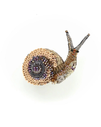 A whimsical touch graces this Trovelore Melting Snail Brooch Pin, adorned with beads and hand-embroidered detailing.