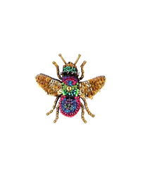 Handmade in India, this Rainbow Bee Brooch Pin by Trovelore features colorful gemstones and metallic details.
