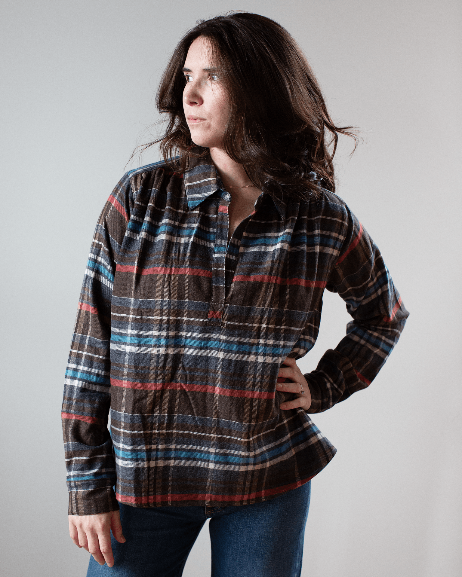 Celeste - Flannel - Brown/Teal Plaid