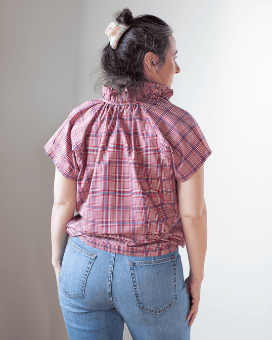 A Shirt Thing Clothing Stella Blouse - Plaid in Rouge