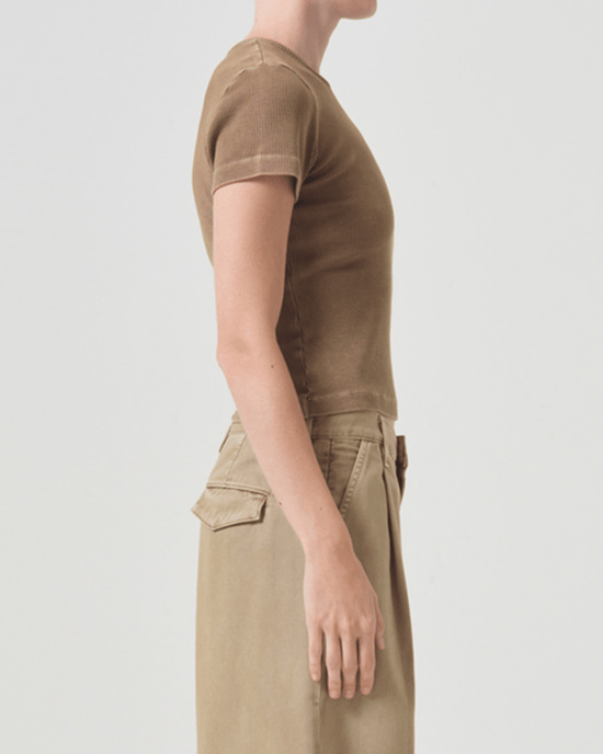 AGOLDE Clothing Arlo Rib Pocket Tee in Bamboo