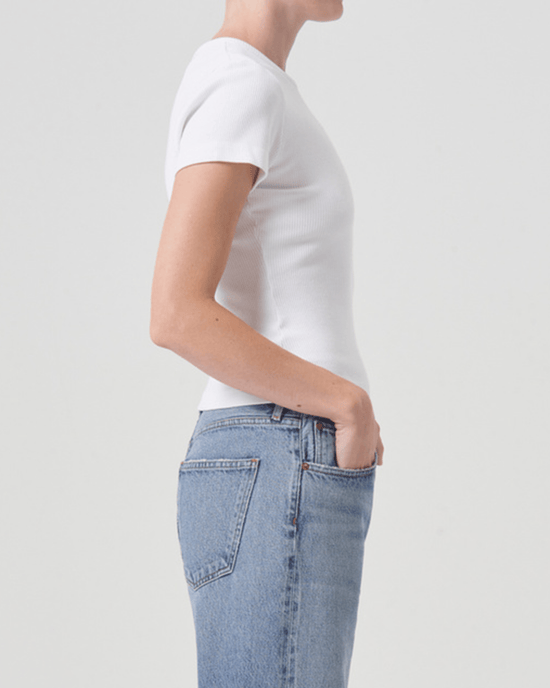 AGOLDE Clothing Arlo Rib Pocket Tee in White