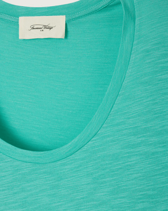 American Vintage Jacksonville U Neck Tee in Diabolo Vintage 