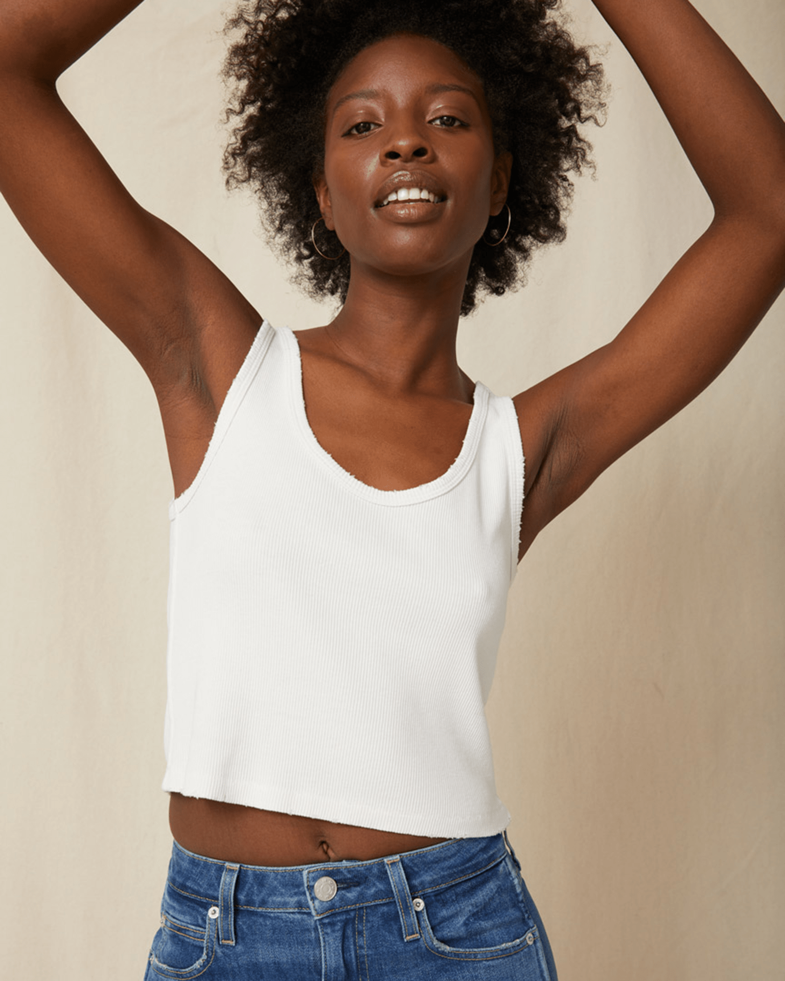 Crop Rib Tank in White