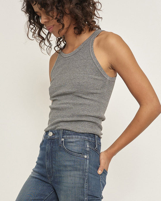 AMO Clothing Long Rib Tank in Heather Grey