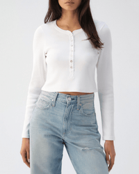 AMO Clothing Sassy Rib Henley in White