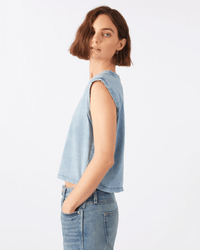 AMO Clothing Sleeveless Babe Tee in Indigo Stone Wash