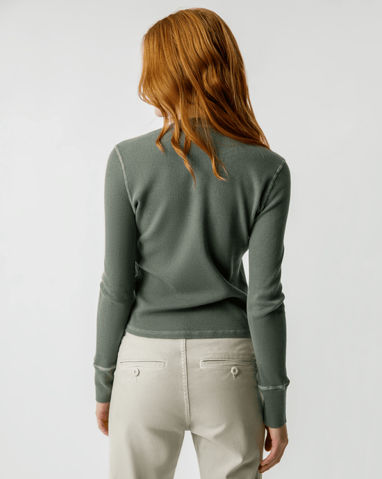 AMO Clothing Thermal Henley Tee in Tea Leaf