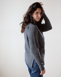 Autumn Cashmere Shaker Turtleneck w/ Side Slits in Flannel 