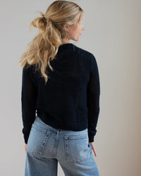 Autumn Cashmere Clothing Solid Mesh Cardigan Shaker in Navy Blue