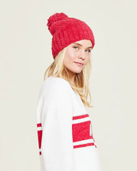 Barefoot Dreams Accessories CC Pom Pom Beanie in Americana Red