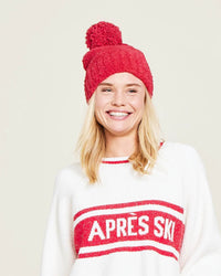 Barefoot Dreams Accessories CC Pom Pom Beanie in Americana Red