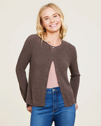 Barefoot Dreams CCUL Ribbed Button Cardi in Java 