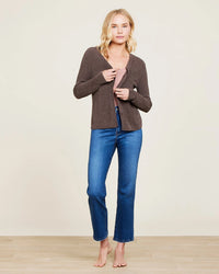 Barefoot Dreams CCUL Ribbed Button Cardi in Java 