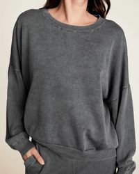 Barefoot Dreams Clothing Sunbleached Crewneck Pullover in Faded Black