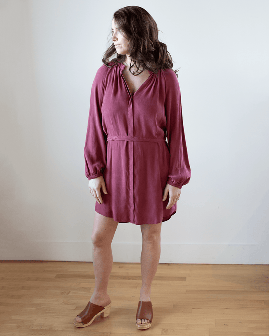 Bella Dahl Clothing Belted Raglan Mini Dress in Sweet Merlot