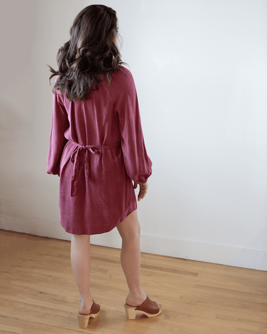 Bella Dahl Clothing Belted Raglan Mini Dress in Sweet Merlot