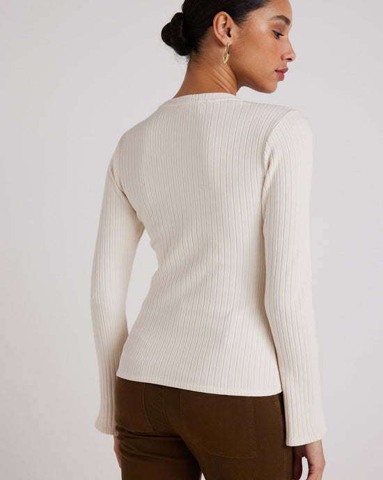 Bella Dahl Clothing Long Sleeve Rib Crew Tee in Winter White