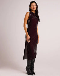 Bella Dahl Mock Neck Halter Dress in Aubergine 