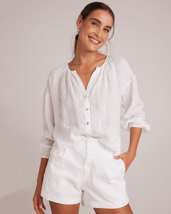 Bella Dahl Clothing Shirred Neck Blouse in White