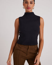 Bella Dahl Sleeveless Mock Neck Top in Black 