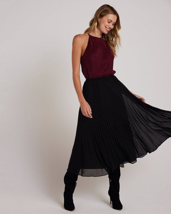 Bella Dahl Sunburst Pleated Midi Skirt in Black 