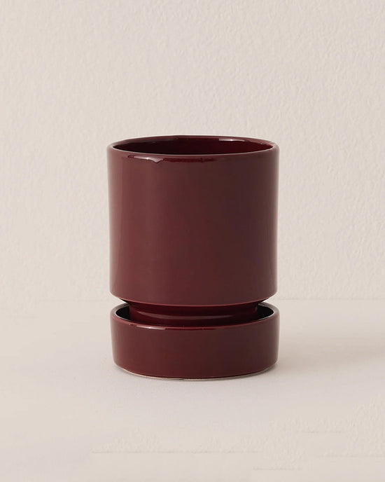 Bergs Potter Hoff Glazed 5.5 inch Pot in Deep Burgundy 