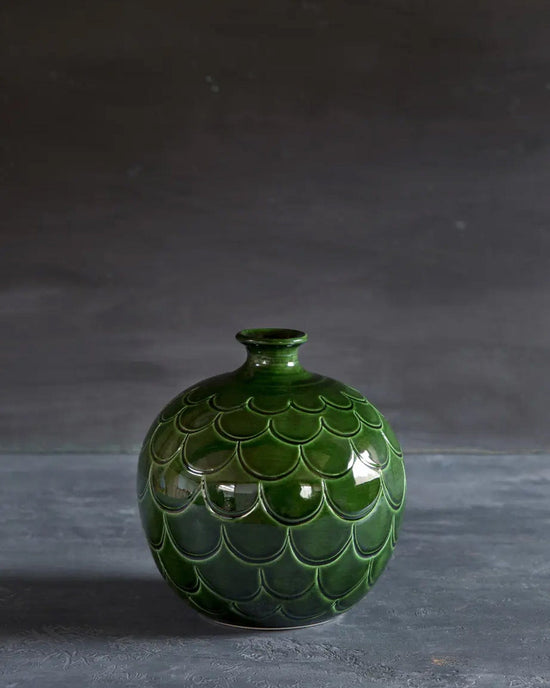 Bergs Potter Home Misty Glazed Vase in Emerald Green