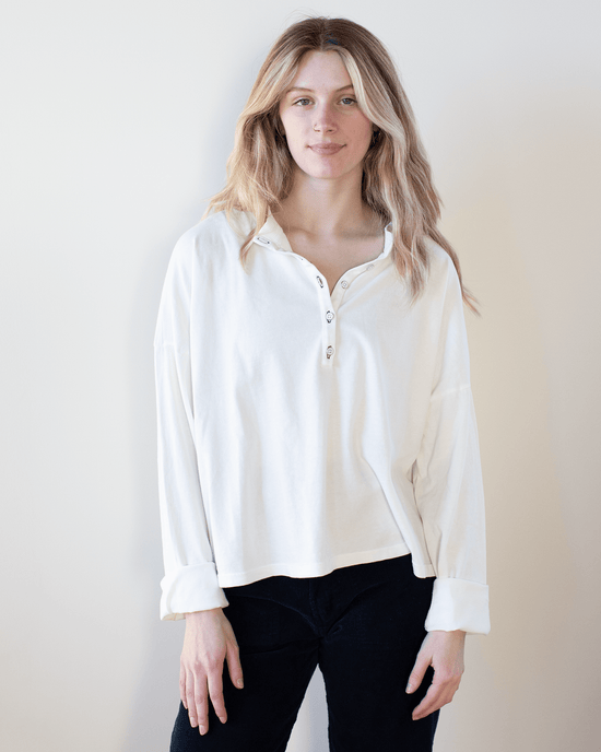 ASKK NY Clothing Oversized Henley in Ivory