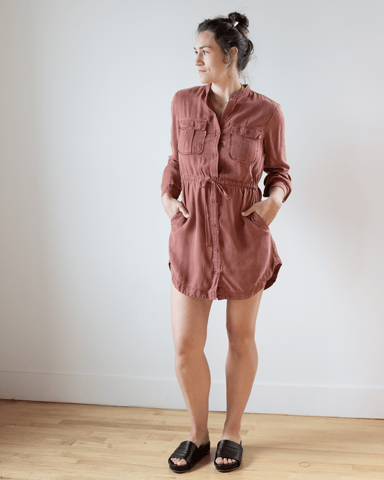 Bella Dahl Flap Pocket Shirt Dress in Baked Terracotta 