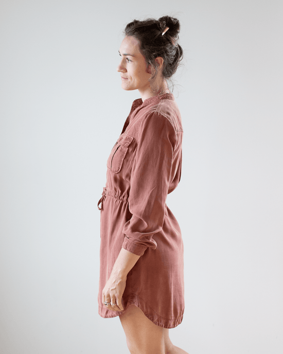 Bella Dahl Flap Pocket Shirt Dress in Baked Terracotta 