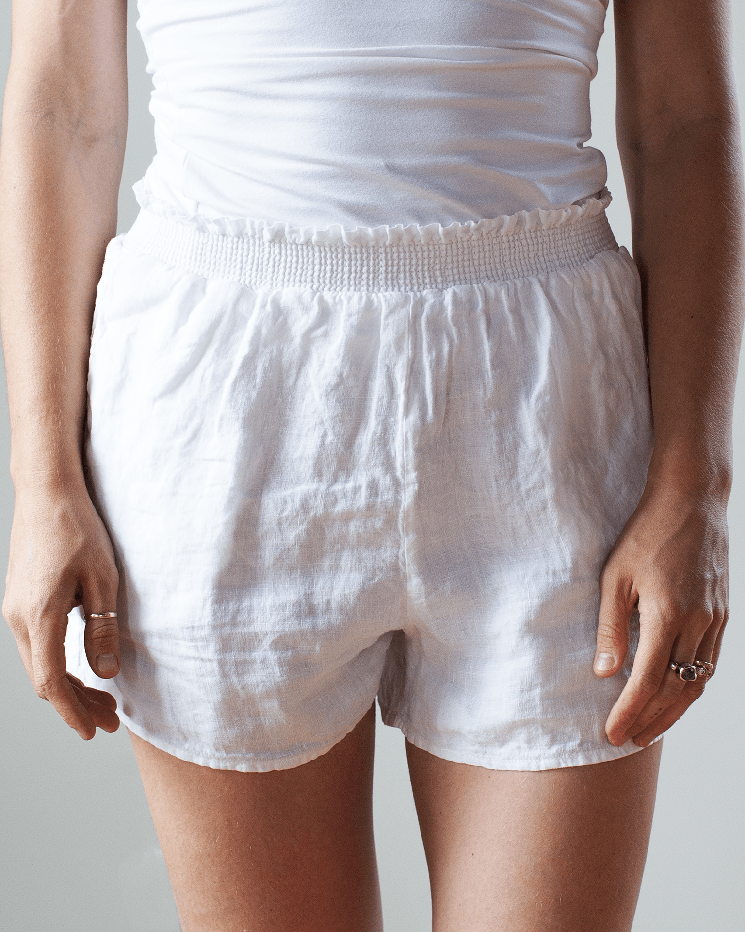 White cheap flowy shorts