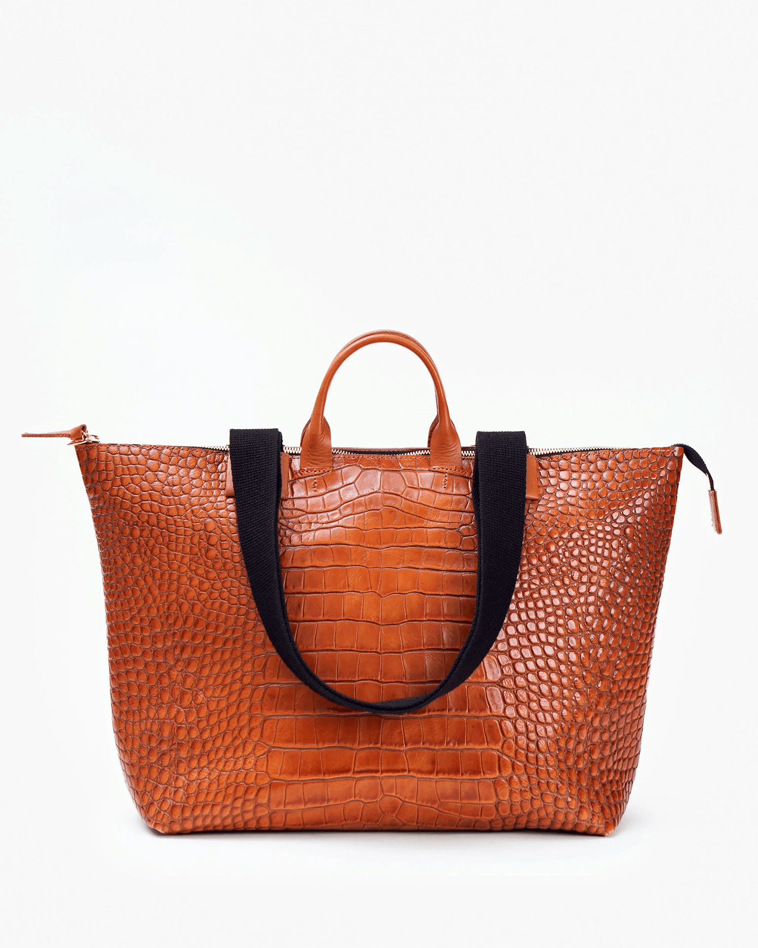 Clare V. Autumn Croco Le Zip Sac in Cuoio - Bliss Boutiques