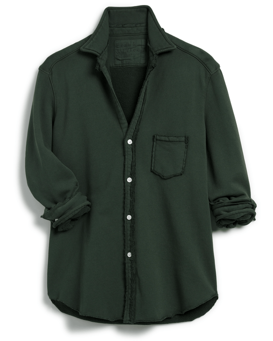 Frank & Eileen Clothing Eileen Relaxed Button Up in Evergreen Triple Fleece