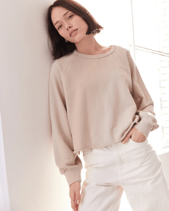 It is well LA Clothing Raw Edge Sweatshirt in Soft Beige