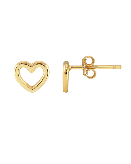 Kris Nations Jewelry Heart Outline Stud Earrings in Gold